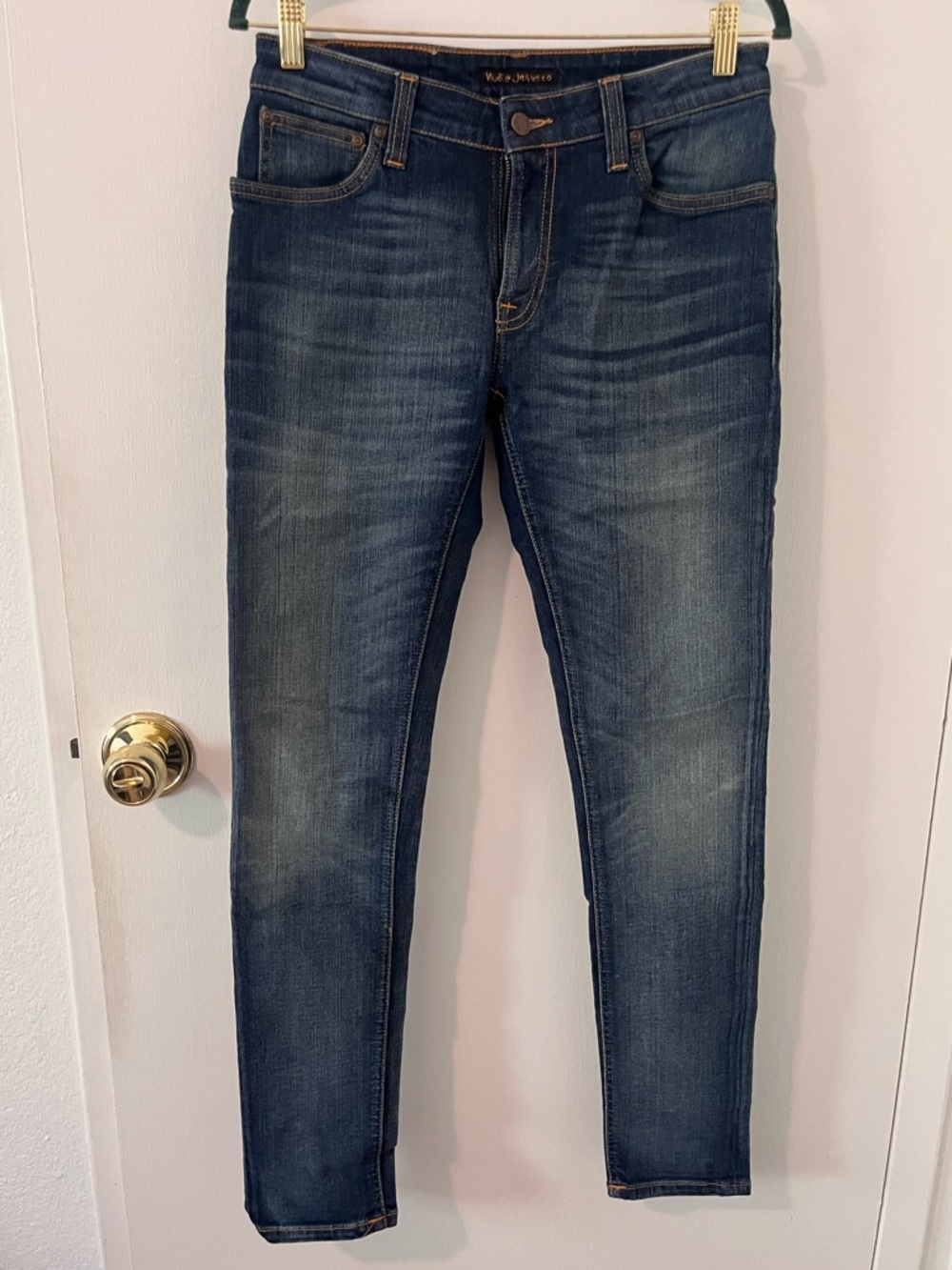 Nudie Jeans Men’s Skinny Lin Navy Mist Organic Cotton 30 x 32